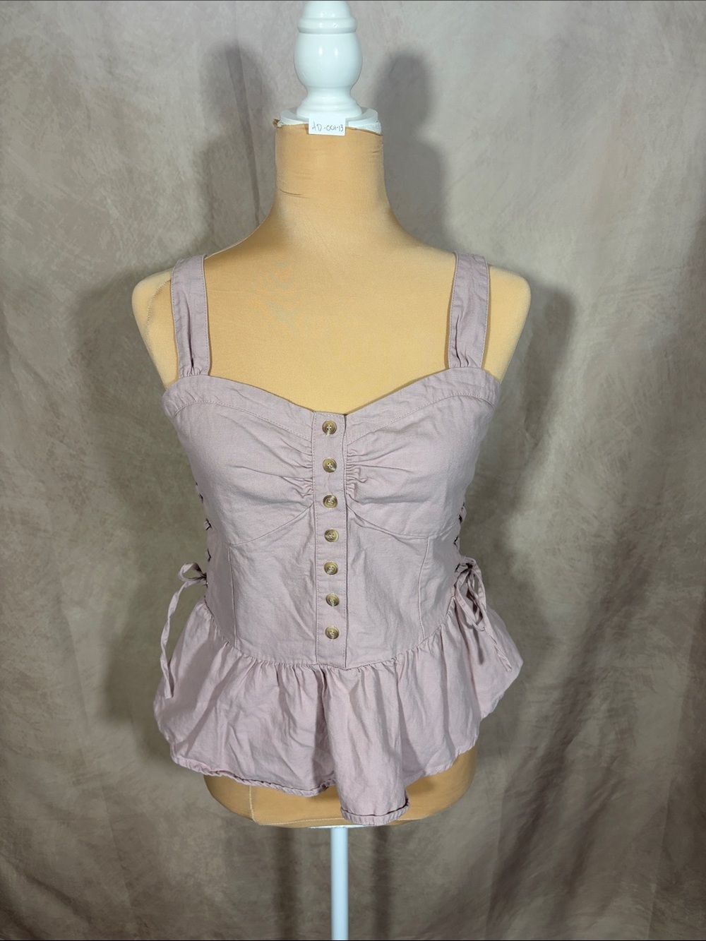 easel Dusty Mauve Peplum Button-Front Camisole